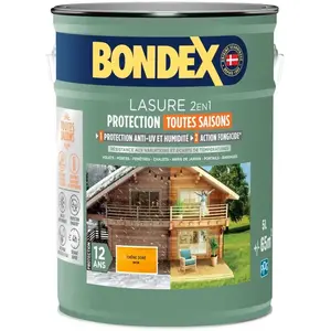 Comparateur de prix : Lasure 2en1 Protection Toutes Saisons 12 ans - 5L - Chêne Doré - Bonde...