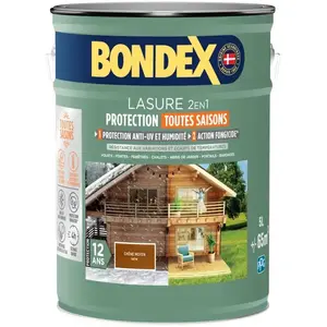 Comparateur de prix : Lasure 2en1 Protection Toutes Saisons 12 ans - 5L - Chêne Foncé - Bond...
