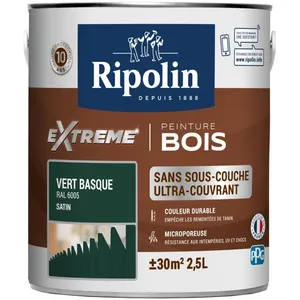 Comparateur de prix : RIPOLIN Peinture pour bois intérieur et extérieur - Vert basque Ral 60...