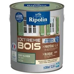 Comparateur de prix : RIPOLIN Peinture pour bois intérieur et extérieur - Vert olivier Ral 6...