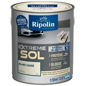 Comparateur de prix : RIPOLIN PROTECTION EXTREME SOL BLANC CASSE SATIN 2,5 L