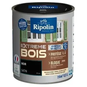Comparateur de prix : Ripolin - Peinture pour Bois Intérieur et Extérieur - Satin - 0,5L - Noir
