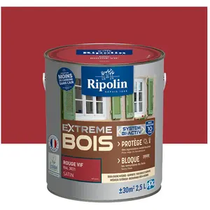 Comparateur de prix : RIPOLIN PROTECTION EXTREME BOIS ROUGE VIF RAL 30 SATIN 2,5 L