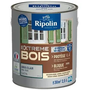 Comparateur de prix : RIPOLIN Peinture pour bois intérieur et extérieur - Gris clair Ral 703...