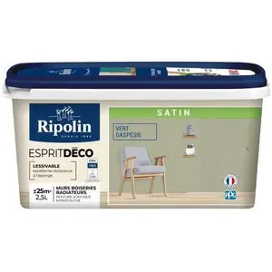 Comparateur de prix : Ripolin - Peinture Murale Toutes Pièces - Satin - 2,5L - Vert Gaspésie