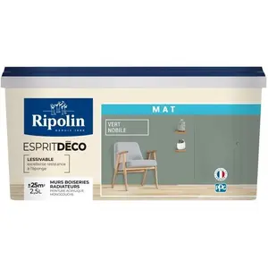 Comparateur de prix : RIPOLIN Peinture De Décoration Murale Intérieure - Vert Nobile Mat - - 2,5 L