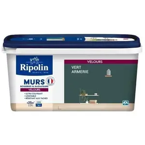 Comparateur de prix : Peinture Murs, Boiseries, Radiateurs Velours Vert Armerie 2,5L Ripolin