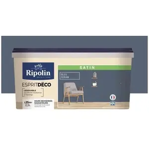 Comparateur de prix : Ripolin - Peinture Murale Toutes Pièces - Satin - 2,5L - Bleu Séram