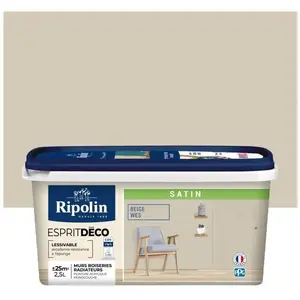 Comparateur de prix : RIPOLIN Peinture Esprit Deco Multi-Supports - - 434162 - Beige Wes - Satin - 2,5 L