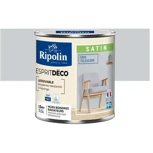 Comparateur de prix : Peinture Murale Toutes Pièces - Satin - 0,5L - Gris Télescope Ripolin