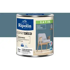 Comparateur de prix : Ripolin - Peinture Murale Toutes Pièces - Satin - 0,5L - Bleu Madura