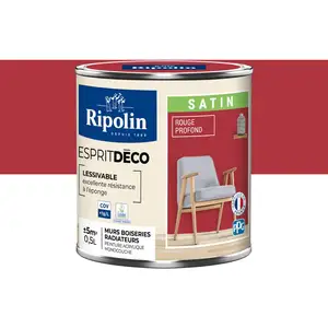 Comparateur de prix : Ripolin - Peinture Murale Toutes Pièces - Satin - 0,5L - Rouge Profond