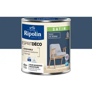 Comparateur de prix : Peinture Murale Toutes Pièces - Satin - 0,5L - Bleu de Béring Ripolin