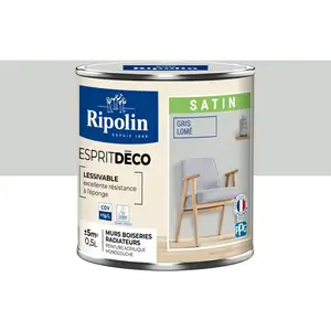Comparateur de prix : RIPOLIN Peinture murale Esprit déco multi-supports - 0,5 L - Gris lomé