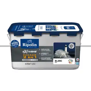 Peinture pour façade RIPOLIN - Blanc mat - Protection Extrême - 2,5 L pas cher