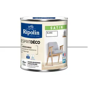 Comparateur de prix : Ripolin - Peinture Murale Toutes Pièces - Satin - 0,5L - Blanc
