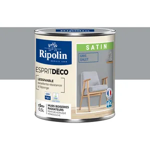 Comparateur de prix : RIPOLIN Peinture murale pour toutes pièces - Galet satin - 0,5 L