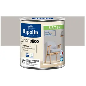Ripolin - Peinture Murale Toutes Pièces - Satin - 0,5L - Gris Lumière pas cher