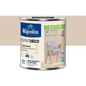 Comparateur de prix : RIPOLIN Peinture murale pour toutes pièces - Lin satin - 0,5 L