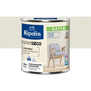 Comparateur de prix : Peinture Murale Toutes Pièces - Satin - 0,5L - Blanc Cassé - Ripolin