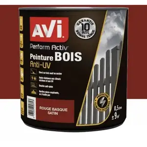 AVI Peinture pour bois - Rouge basque satin - 0,5 L pas cher
