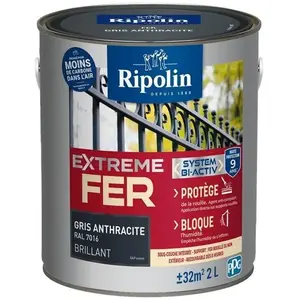 Comparateur de prix : Peinture Fer - Ripolin - 396704 - Gris Anthracite - Brillant - 2 L