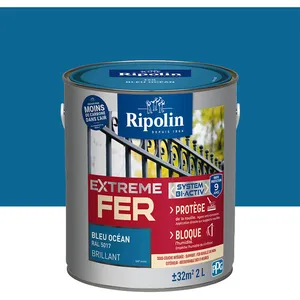 Comparateur de prix : RIPOLIN Peinture pour Fer Extérieur - Bleu Océan Brillant, 2L
