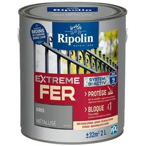 Ripolin Peinture fer extérieur RIPOLIN Extrême métal gris métallisé 2LVendu parfnac