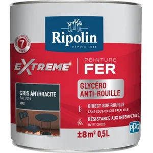 Comparateur de prix : Peinture pour Fer Extérieur - Mat - 0,5L - Gris Anthracite - Ripolin