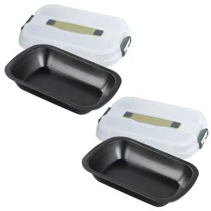 Comparateur de prix : Ensemble de 2 moules à gâteaux rectangulaire avec couvercle de transpo...
