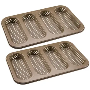 Ensemble de 2 moules à pain perforé 4 mini baguettes 33 x 22 cm zenker... pas cher