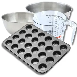ZENKER Set pâtisserie avec moule à muffins 24 empreintes 38 x 26 cm, 2 bols à... pas cher