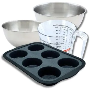 ZENKER Set pâtisserie avec moule à 6 muffins silicone, 2 bols à mixer, verre ... pas cher