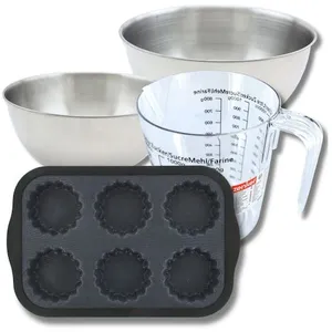 ZENKER Set pâtisserie avec moule 6 tartelettes 28 x 18 cm en silicone, 2 bols... pas cher
