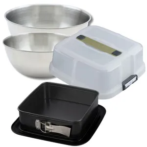 Comparateur de prix : Set pâtisserie moule à charnière carré 23 cm avec couvercle, 2 bols à ...