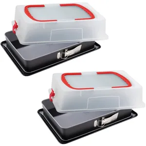 Comparateur de prix : Lot de 2 moules à charnière rectangulaires avec couvercle de transport...