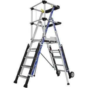 Comparateur de prix : TUBESCA-COMABI Plate-forme pliante SHERPASCOPIC - garde-corps Lisses - 5 à 7 marches