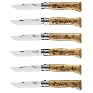 OPINEL Lot de 6 Couteaux - Tradition N°8 Gravure Animalia pas cher