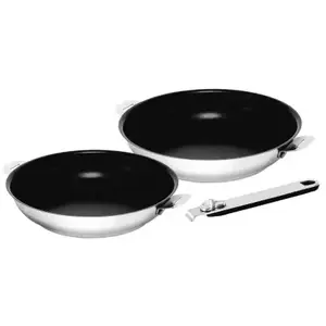 Batterie de cuisine KITCHEN FUN Move-On 2 poeles diam24-28cm + 1 manche pas cher