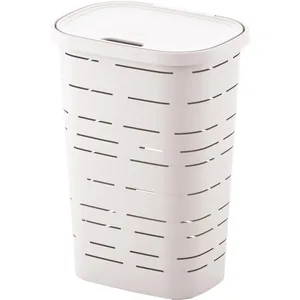 MHOME Coffre à linge - 55 L - Blanc pas cher