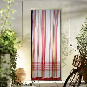 Morel Rideau de Porte 'Marseillais' à rayures d'Antan Rouge 140x250 cm pas cher