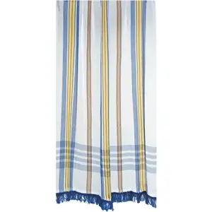 Comparateur de prix : Provence Outillage Homemaison - Rideau marseillais tissé Bleu (225 x 140 cm)