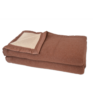 Toison d'Or Couverture Aubisque en laine woolmark 240x260 cm chamois et blanc pas cher