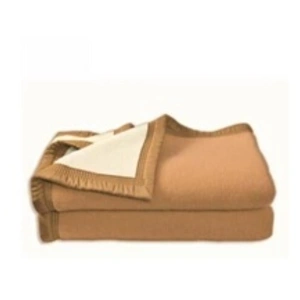 Couverture Aubisque en laine woolmark 220x240 cm biche et naturelle pas cher