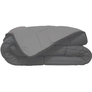Comparateur de prix : Poyet Motte Couette Microfibre 400g/m² CALGARY Acier & Argent 220x240cm
