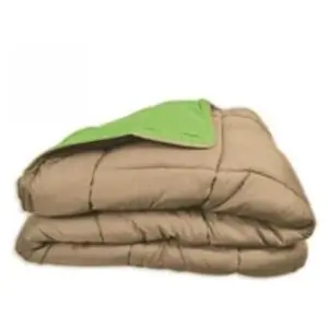 AUCUNE Couette Microfibre 400g/m² CALGARY Anis & Nude 200x200cm pas cher