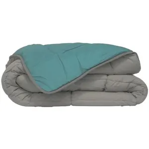 TOISON D'OR POYET MOTTE Couette Microfibre - 220 x 240 cm - Gris galet et Vert lac