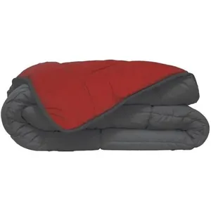 Comparateur de prix : TOISON D'OR HUDSON Couette légère Microfibre 200g/m² 140x200cm Gris & Rouge