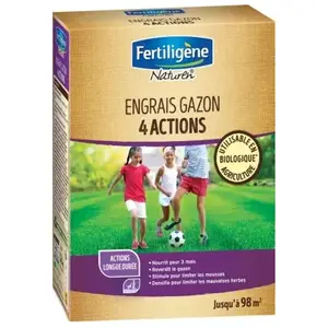Comparateur de prix : Engrais gazon 4 actions 98m² 2,45kg Fertiligène