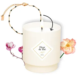 MY JOLIE CANDLE - Bougie bijoux fleur de thé bracelet billes noires Bo...